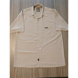 Musso Platinum Jeans Button Down Collared Beige All Over Logo Casual Shirt Men L